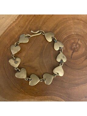 Jeep Collins Brass Connected Hearts Bracelet, 7.5"